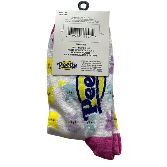 Peeps Bunny Pastel Easter Crew Socks Cute Candy Print Womens 5-9 - Picture 2 of 3
